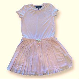Polo Ralph Lauren Girl’s pink pleated stretch cotton jersey t-shirt dress. Sz. 6